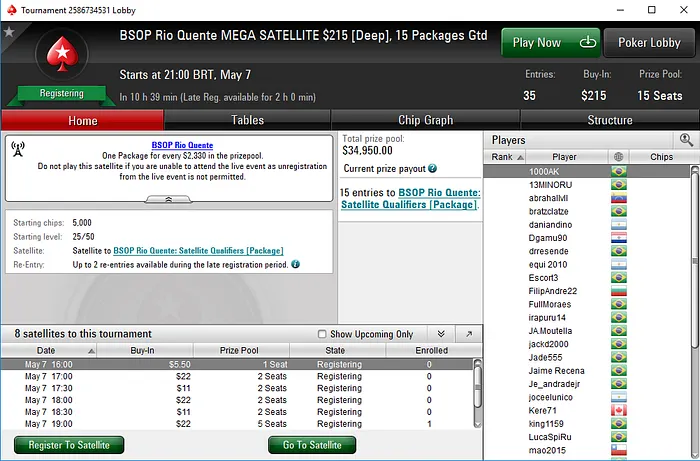 Mega Satélite com 15 pacotes garantidos para o BSOP Rio Quente