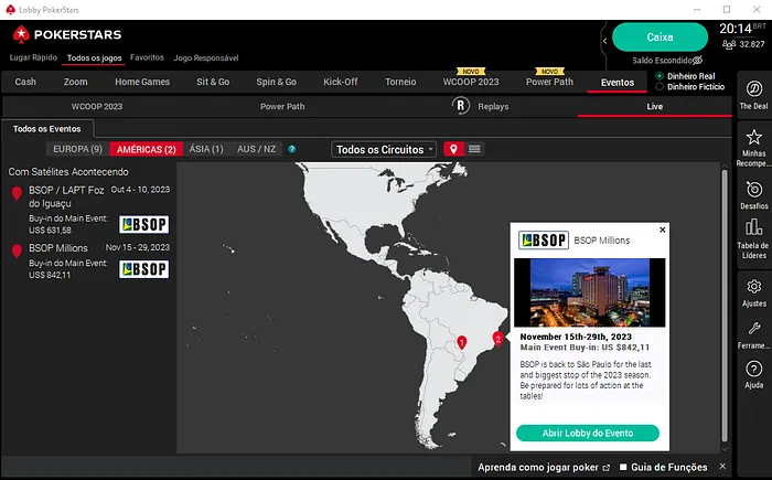 Satélites do BSOP Millions 2023 no PokerStars