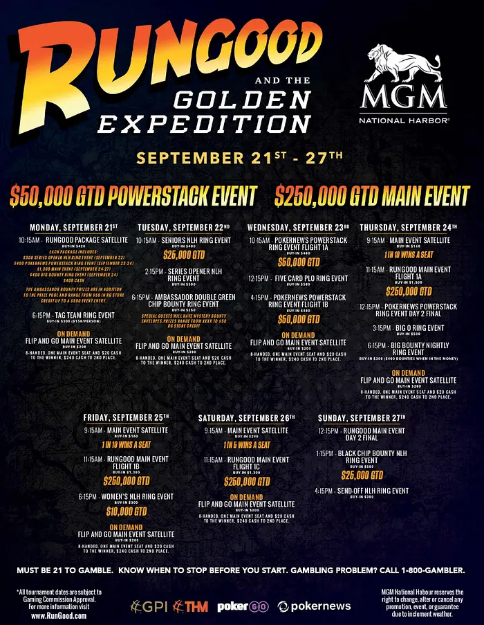 RunGood Golden Expedition Maryland Schedule