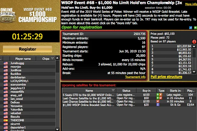 The latest WSOP Online event is about to begin