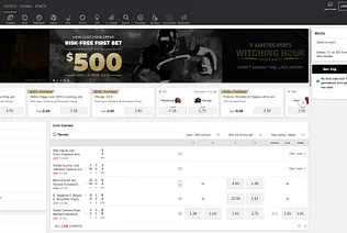 This is BetMGM homepage with sports betting odds on display.