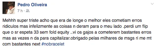 Pedro Oliveira 5º no Evento #48: ,000 NLH Turbo (5.957); Mandavia Ganhou 101