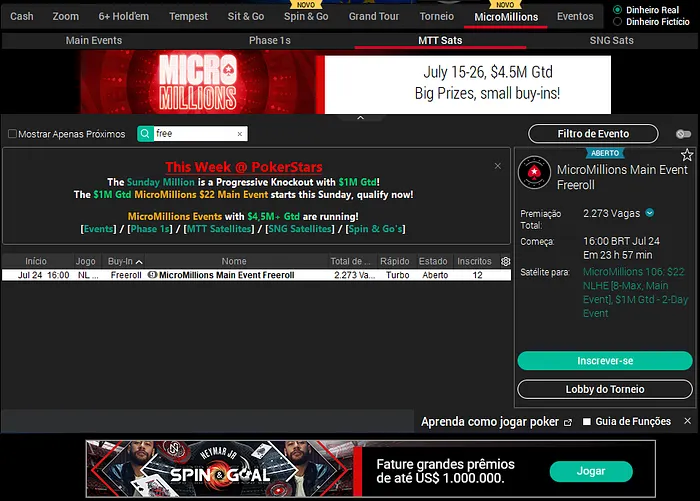 freeroll micromillions pokerstars