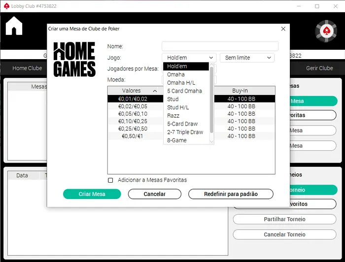 Jogar cash games privados online com amigos