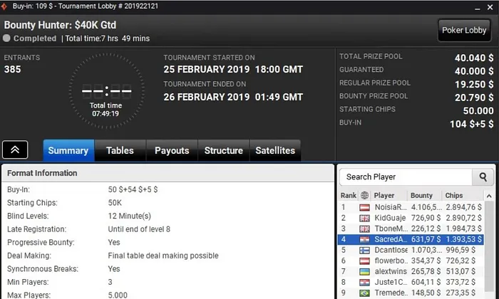 Lobby de poker da partypoker