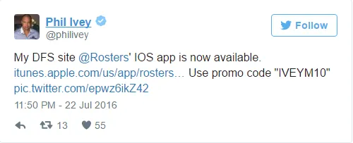 Phil Ivey Lança Aplicação para Fantasy Leagues 101