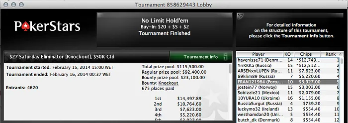 João Brito Comandou Tropas nas Mesas da PokerStars (k) 105