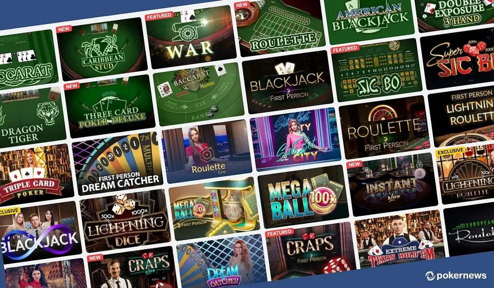 Rush Games - Table games selection