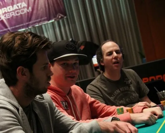 John Racener, Jacob Bazeley, and Allen Kessler on Day 1a of the 2014 Borgata Winter Poker Open WPT Main Event