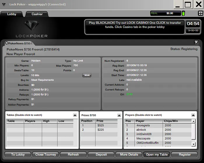 ,500 in Exclusive Freerolls from Lock Poker This Week With Two Events Including a No... 101