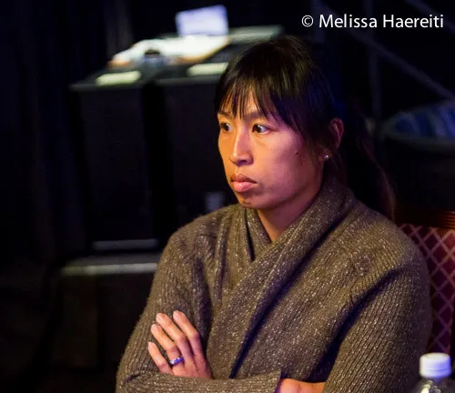 Brigette Lau in the $10,000 WSOP PLO tournament