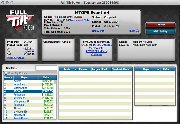 Lusos Brilham no Dia 1 das MTOPS na Full Tilt Poker 104