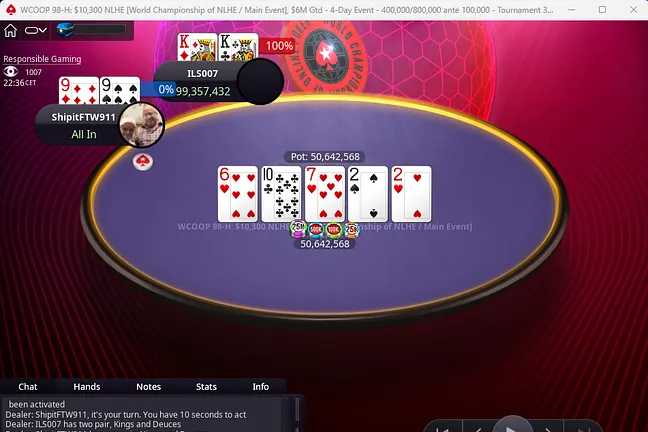 "ShipitFTW911" Eliminated in 2nd Place ($765,389)