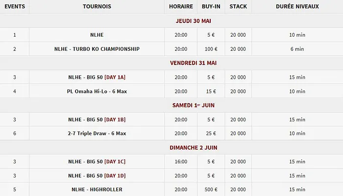 Mini WSOP Winamax : Le programme de la 3e édition 101