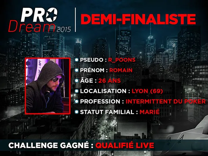 Romain Paon est le PRODream 2015 par PMUPoker 102