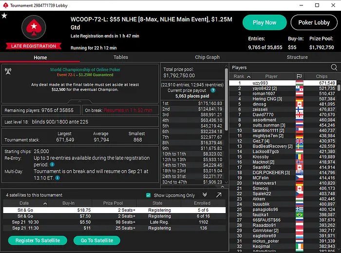 main event low wcoop 2020