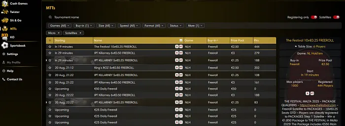 Freerolls ChampionPoker