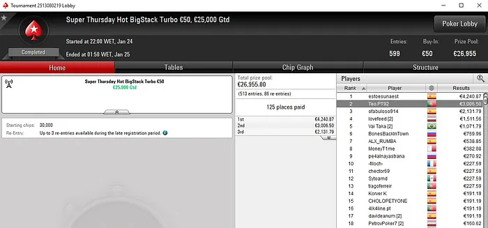 Lobby de poker da PokerStars