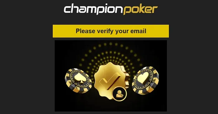Email de verificação ChampionPoker
