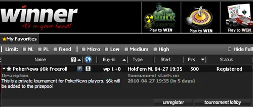 Amanhã ,000 Cash Freeroll na Winner Poker 101