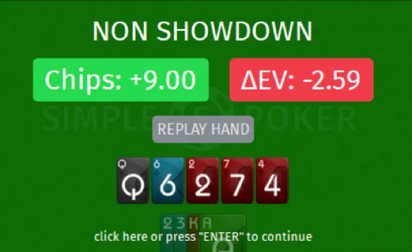 Simple GTO Trainer - Replaying a hand in Regular training