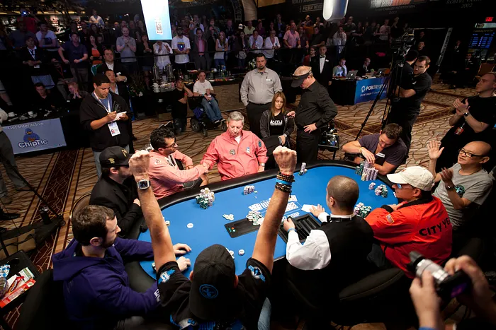 Antonio Esfandiari busts Mike Sexton on the final table bubble