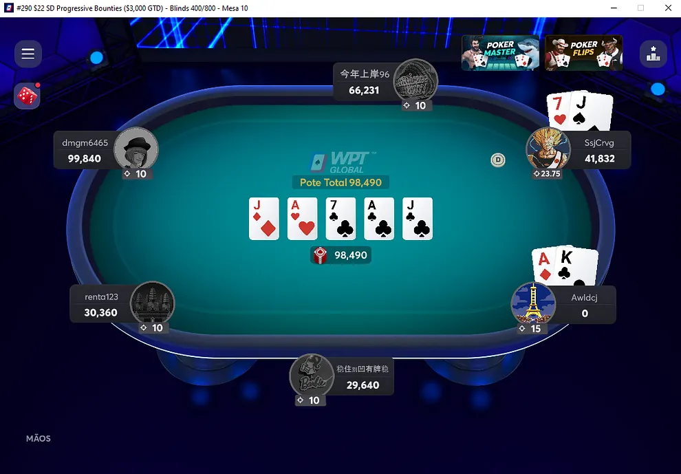 Mesa de poker do WPT Global Brasil