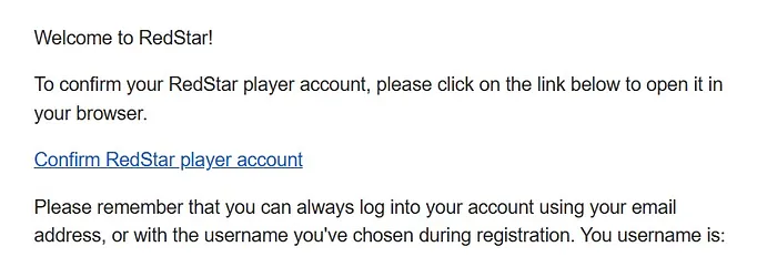 email verificação conta RedStar Poker