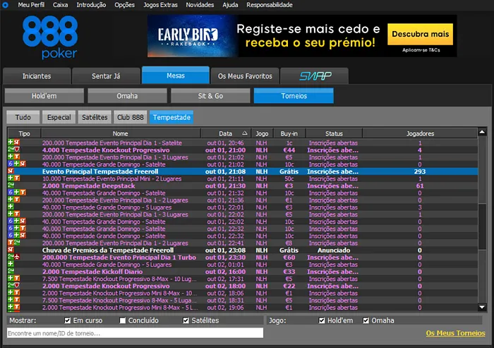 freeroll tempestade de milhões 888poker