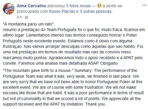 Portugal Termina em Último o WCOAP; País de Gales Campeão 102