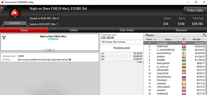 Lobby de poker da PokerStars