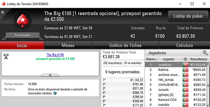 R_PokerSt@rs Vence The Hot BigStack Turbo e Joaofcca o The Big €100 102