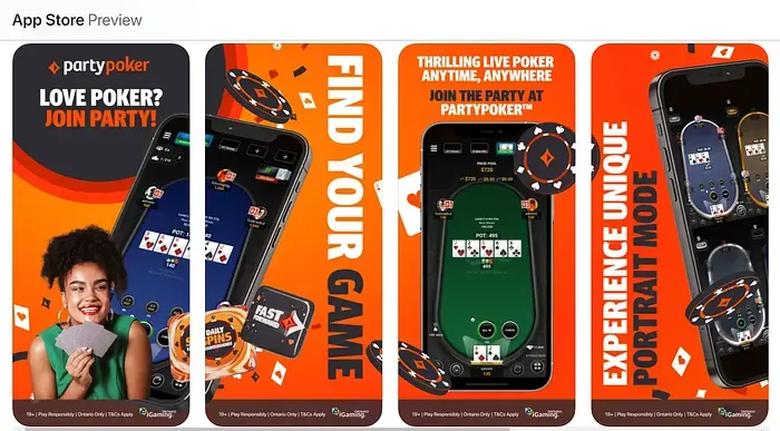 PartyPoker Ontario app screenshots