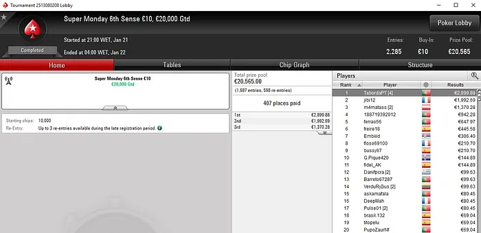 Lobby de poker da PokerStars