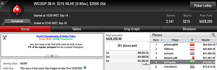 Guicosta94 Crava WCOOP #34-L (.922) & Muito Mais 103