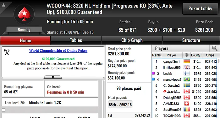 WCOOP '16: Naza e RuiNF no Dia 2 do Evento #45; Mojo_9_iggy 20º no Evento #40 104
