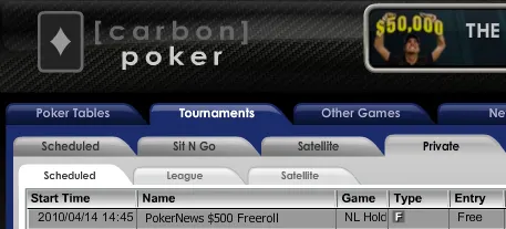 0 PokerNews Cash Freeroll Series na Carbon Poker 101