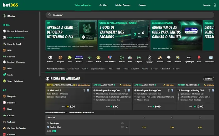 Página inicial da Bet365