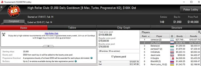 Lobby de poker da PokerStars
