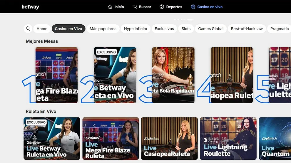Casino en Vivo de Betway.es