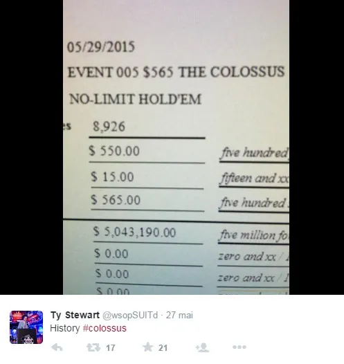 Colossus : Plus de 17 000 joueurs... le plus grand tournoi de l'histoire du poker ! 101