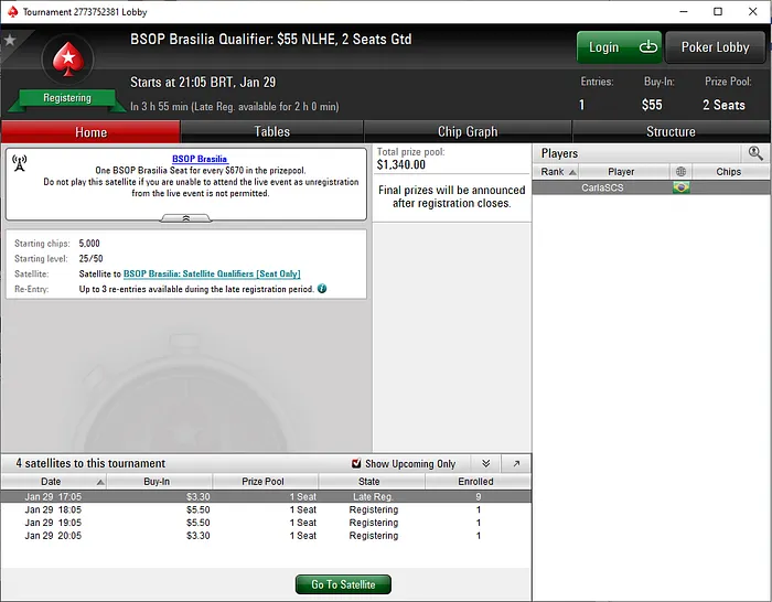 Satélite com 2 vagas garantidas para o BSOP Brasília