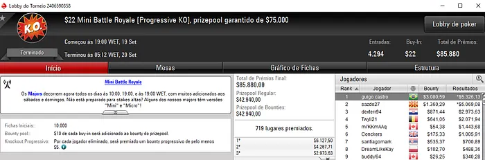PokerStars: Renato Nomura Segundo no Wednesday High Roller & Mais 102