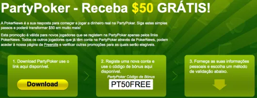 Continua a Promoção:  Grátis na Party Poker Sem Depósito 101