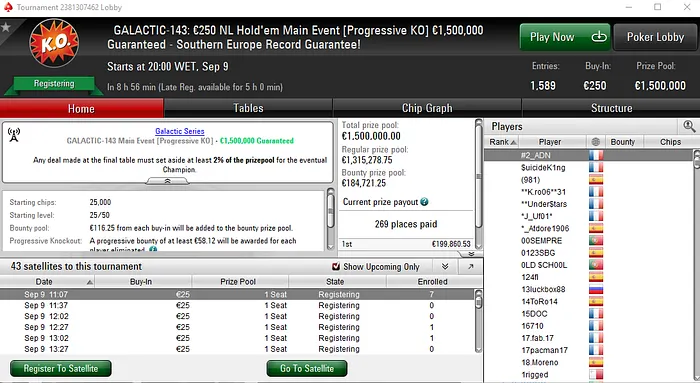 Main Event das Galactic Series Disputa-se Hoje na PokerStars.FRESPT 101