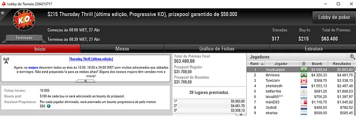 PokerStars: Dobradinha Brasileira no Thursday Thrill Late Edition & Mais 101