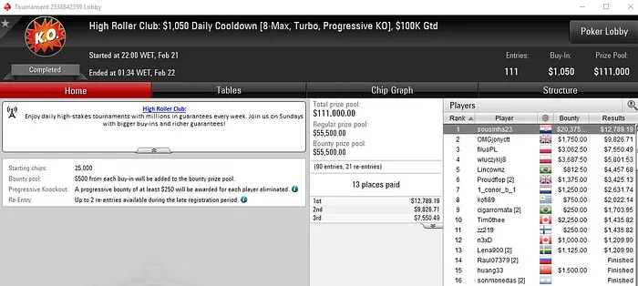 Lobby de poker da PokerStars