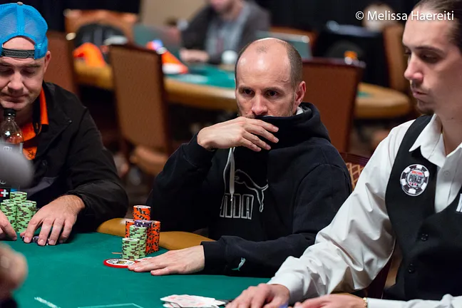 Mike Leah in the $10,000 Pot-Limit Omaha