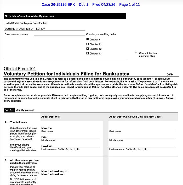 Maurice's Bankruptcy filing