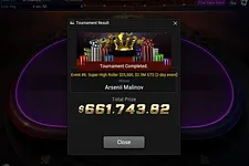 Arsenii Malinov wins Super MILLION$